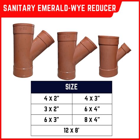 Sanitary Fittings Emerald Wye Reducer Sizes 4x2 4x3 3x2 Sold