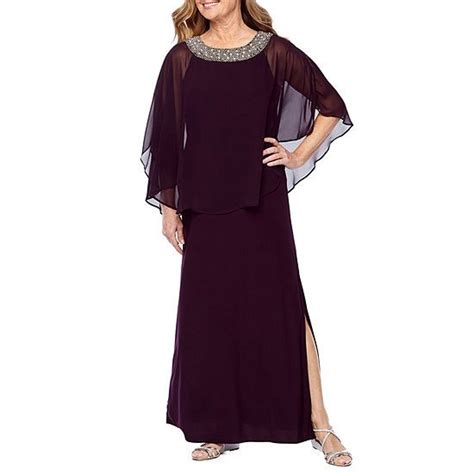 R And M Richards 3 4 Sleeve Embellished Cape Evening Gown Jcpenney