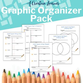 graphic organizer pack with colored pencils