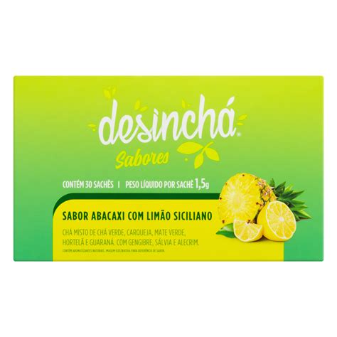 Chá Abacaxi Limão Siciliano Desinchá Sabores Caixa 45g 30 Unidades