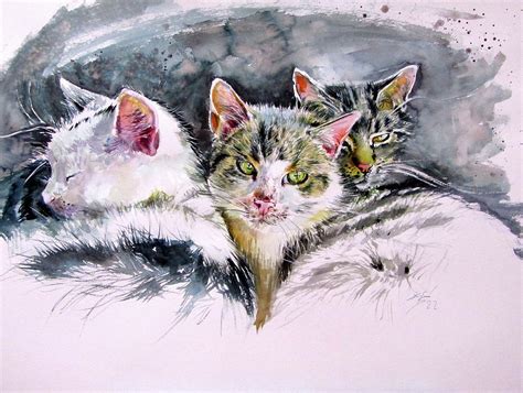 Our Cats Painting By Kovacs Anna Brigitta Fine Art America