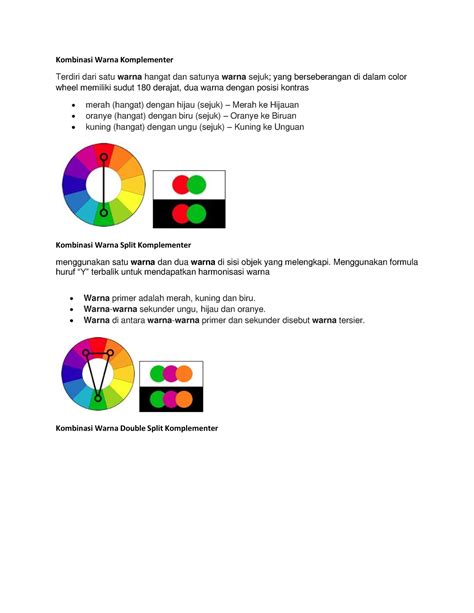 Warna Berdasarkan Keharmonisan Kombinasi Warna Komplementer Terdiri