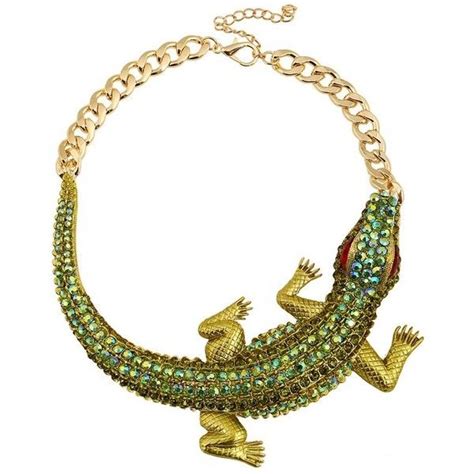 Gold Crocodile Rhinestone Decor Chocker Necklace 27 Liked On