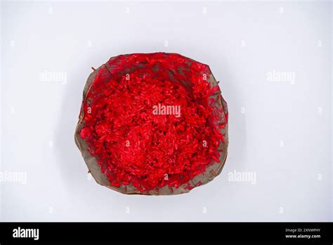 Red Tika Vermilion Rice In Tapari Plate In Dashain Dusshera Festival