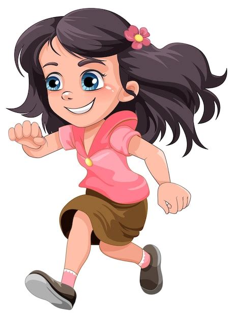 Premium Vector Cute Girl Running Cartoon Character