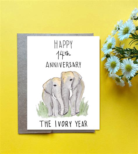 14th Wedding Anniversary Card Ivory Year Anniversary T Etsy