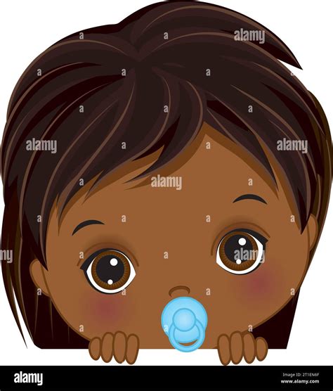 Vector Cute Little African American Baby Boy Playing Peekaboo Stock