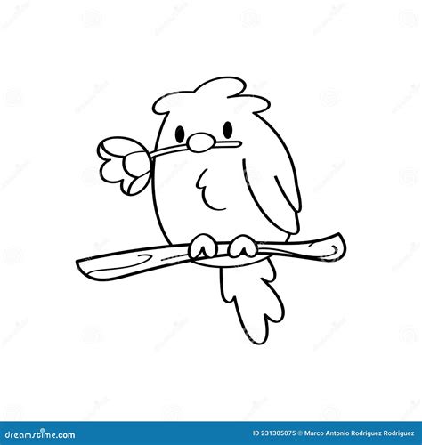 Isolated Cute Bird On A Branch Vector Stock Vector Illustration Of