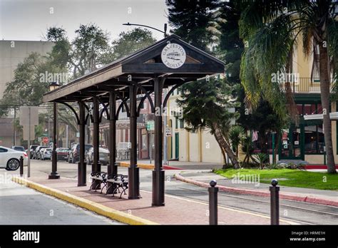 A Galveston Trolley station Stock Photo - Alamy