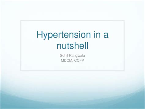 Hypertension In A Nutshell Ppt Download