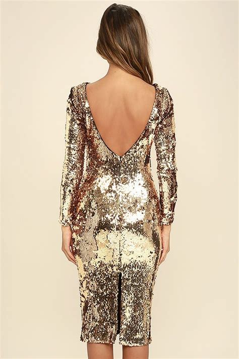 Dress The Population Emery Gold Sequin Midi Dress Sequin Midi Dress