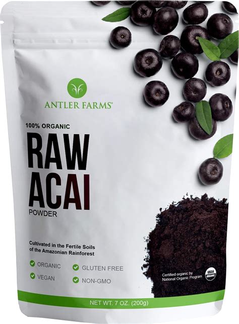 Buy Antler Farms 100 Pure Organic Raw Acai Powder 40 Servings 200g