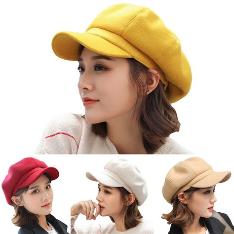 Zhaomeidaxi Women S Newsboy Hats Fall Wool Cabbie Beret Tweed Girls