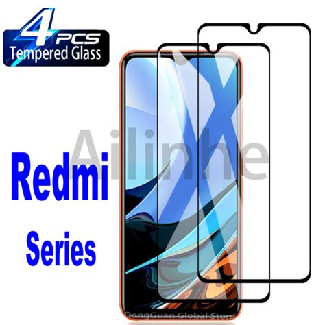 4pcs Tempered Glass For Xiaomi Redmi 10c 10a 9c 9a 9 9t Note 11 11s 10 10s 9 9s 8 7 Pro 9d Full