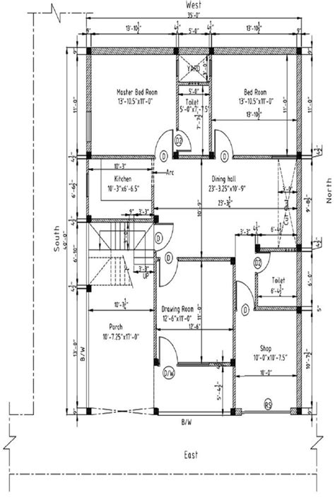 X East Facing House Plan With Shop