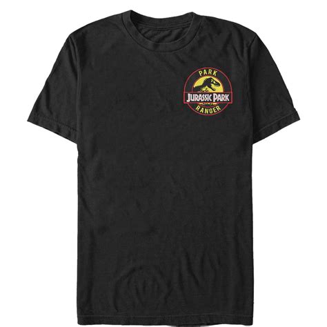 Mens Jurassic Park Ranger Logo Badge Graphic Tee Black 2x Large