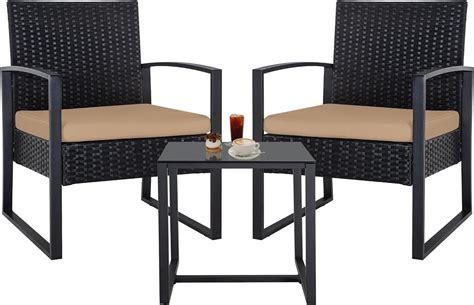 Amazon FHFO 3 Piece Outdoor Patio Set Wicker Bistro Set Balcony