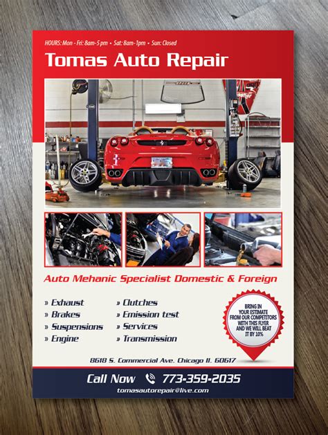 Serious Bold Car Repair Flyer Design For Tomas Auto Repair By Alex