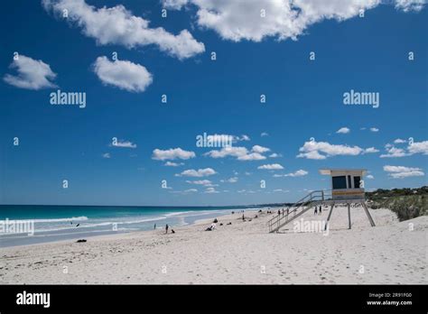 View Of The White Sand Beach And Lifeguard Station On Scarborough Beach