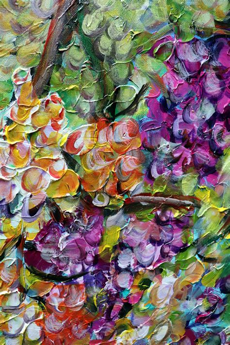 Grape Harvest Vineyard At Sunset Original Large Painting Abstract