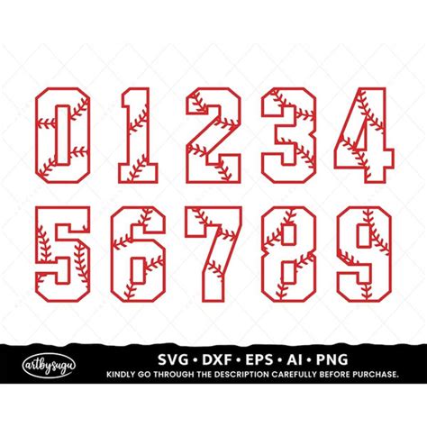 Varsity Number Svg Baseball Stitching Numbers Svg Baseball Inspire