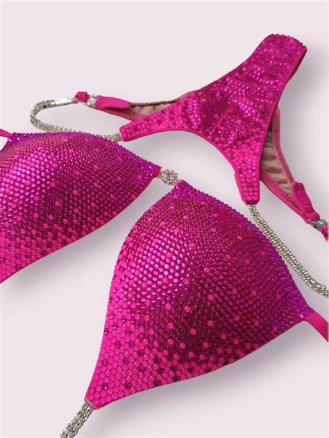 Pink Bikini Suit NPC IFBB Lux Suit Neon Pink Bikini Suit Fitness