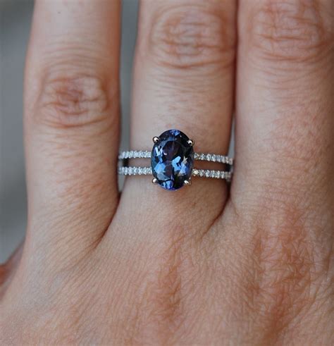 Engagement Ring Tanzanite Ring Blue Tanzanite 2 2ct Oval Double Band