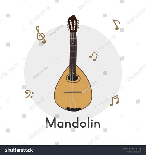 Mandolin Clipart Cartoon Style Simple Cute Stock Vector Royalty Free