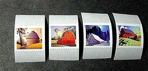 Us Barns Postcard Rate C Stamps Singles Pane Coil W Excess