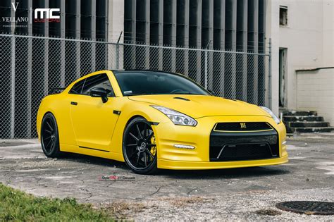 Bright Yellow Nissan Gt R Rolling On Vellano Wheels Gtspirit