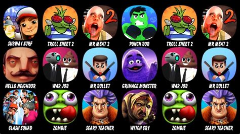 Subway Surf Troll Sheet Quest 2 Mr Meat 2 Punch Bob Hello Neighbor