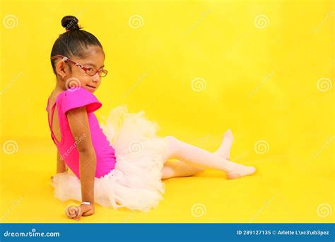 Year Old Latina Brunette Girl Dressed As A Ballerina Practices Sport As Therapy And Adhd