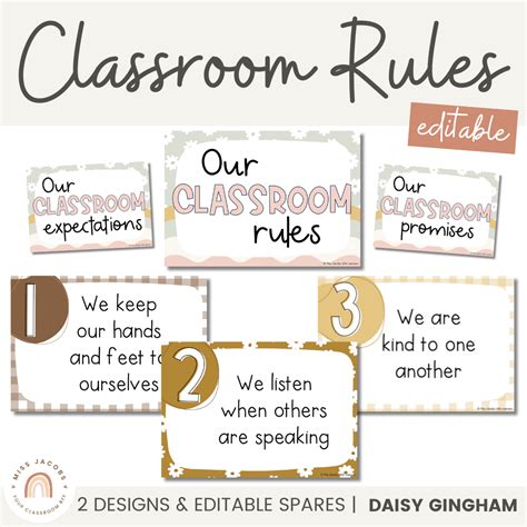 Classroom Rules Posters And Classroom Management Slips Daisy Gingham Miss Jacobs Little Learners