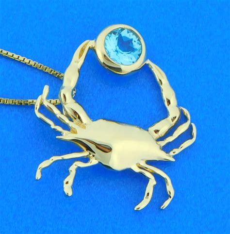 Penny James Blue Crab Pendant 14K Island Sun Jewelry Beach Haven NJ