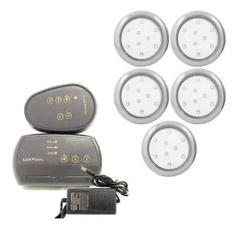 Kit De 5 Reflectores LED Para Piscina De 9 W Rgb Inox Rosca Compacta