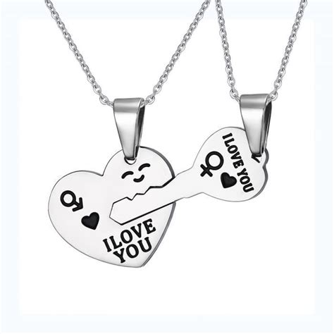 Pendentif D Amiti Collier Amour Pour Homme Et Femme Coeur Cl Acier