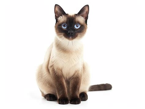 Premium Photo Siamese Cat Standing Looking At The Camera Isolated