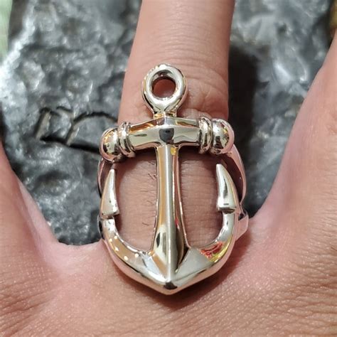 Sterling Silver Womens Anchor Rings Etsy