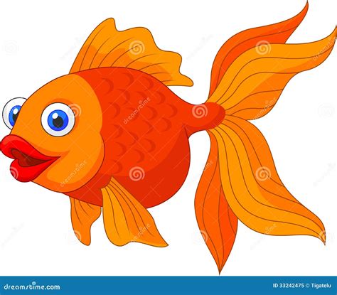 Cute Golden Fish Cartoon Stock Vector Illustration Of Ocean