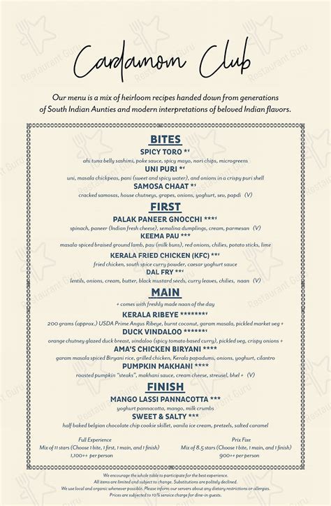 Menu at Little Bear restaurant, Pasig