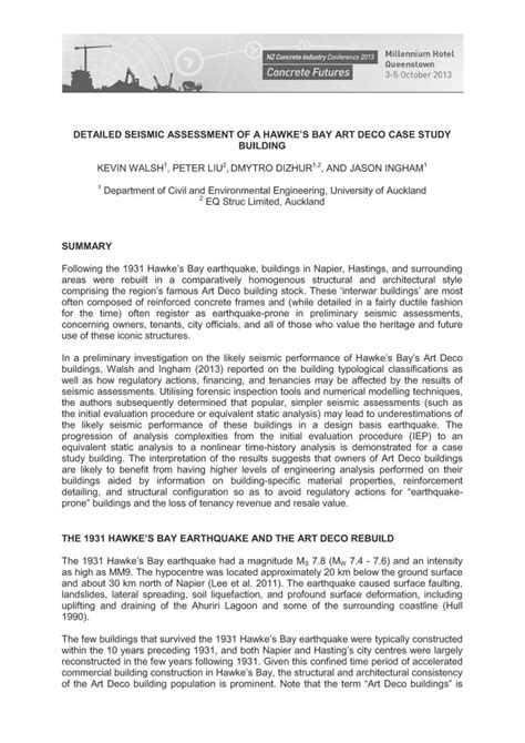 (PDF) Detailed seismic assessment of a Hawke’s Bay Art Deco case study ...