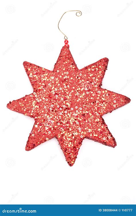 Red Glitter Star Isolated White Stock Photo Image Of Ornamental