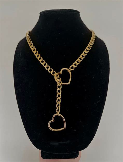 Gold Heart Slip Chain Necklace Etsy