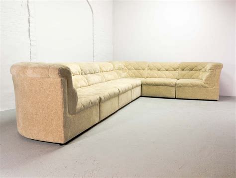 Large Mid Century Design Soft Velvet Modular Sofa By Laauser 1970s