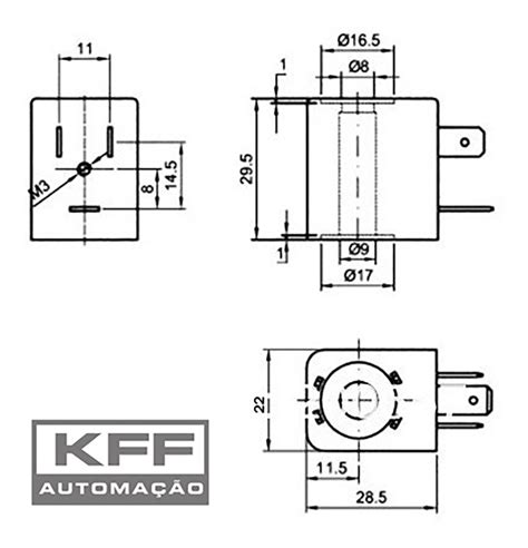 Bobina Solenoide 220v Para Válvula Pneumática Orifício 9mm KFF AUTOMACAO