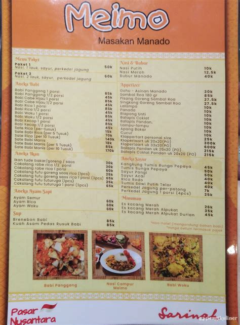 Selalu Diperbarui Menu Meimo Masakan Manado Thamrin