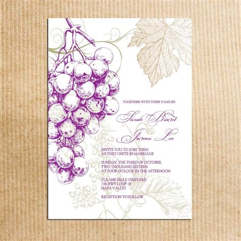 Vineyard Themed Wedding invitations Vintage Grapes | Etsy