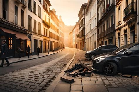 Un Autom Vil Estacionado En Una Calle Frente A Un Edificio Con Un