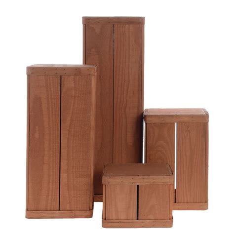 Wooden Pedestal Set, Weatherwood