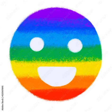 Smile face emoji pride rainbow symbol LGBTQ equality rights hand drawn ...